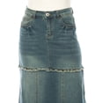 thumbnail image 6 of Be-Girl Women's Denim Skirt, Tiered Frayed Hem, Long Length - SG-89215, 6 of 7
