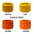 thumbnail image 4 of COUVER 2.5 Inch Solid Terry Cotton Athletic Sweat Wristbands Halloween Orange 2 Pairs (Mens), 4 of 9