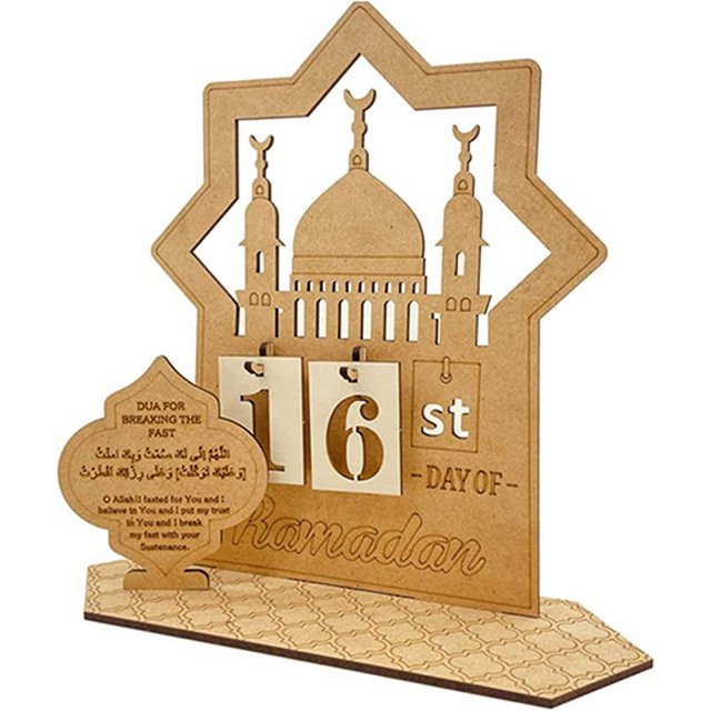 1 pieza de cuenta regresiva de madera para Eid DIY Calendario de Ramadán 30 días decoración de Ramadán musulmán decoración del hogar