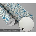 thumbnail image 6 of S4Sassy Peel & Stick Vinyl Wallpaper, Chic Floral Vine Print Wallpaper Contact Paper Waterproof - Blue, 25"x240", Textured Finish, Wall Covering for Home Decor in Bedrooms, Renter Spaces, Cabinets, 6 of 8