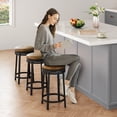 thumbnail image 2 of Juego de 2 Taburetes Giratorios para Barra - Altura de Mostrador de 62 cm con Asiento Redondo Tapizado en Cuero Sintético Marrón - Estructura Metálica con Reposapiés para Cocina o Bar, 2 of 8