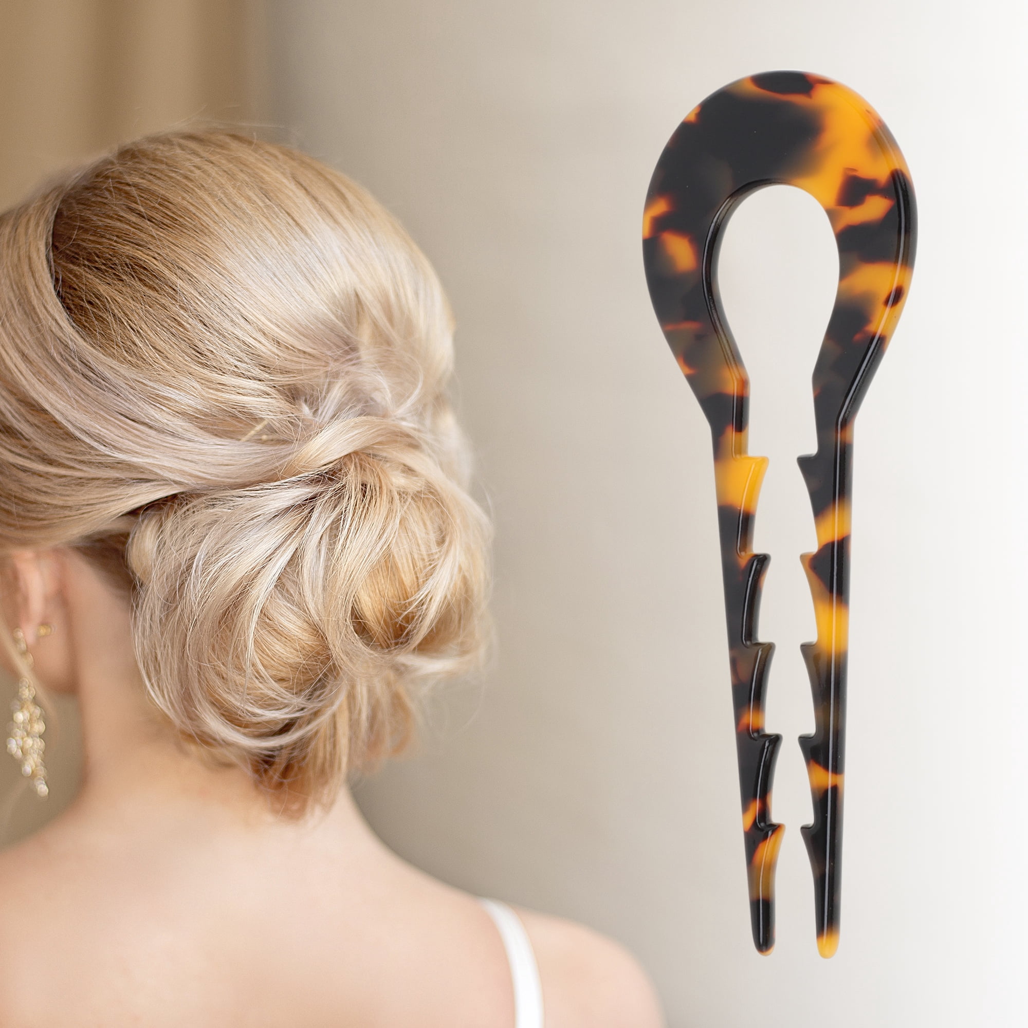 Unique Bargains Comfortable No Slip U-shaped Toothed Chignon Pin for Women 1 Pc Dark Brown