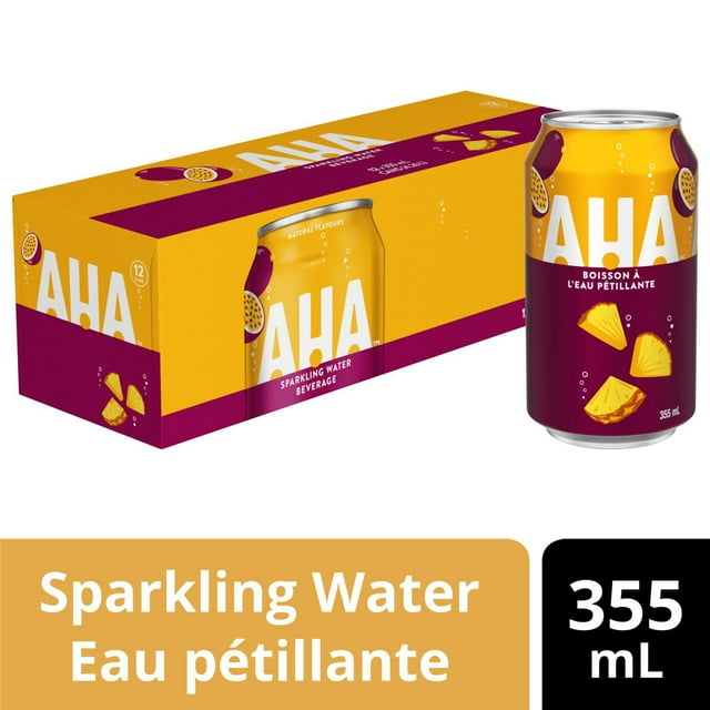 AHA Pineapple + Passionfruit Fridge Pack Cans, 355 mL, 12 Pack
