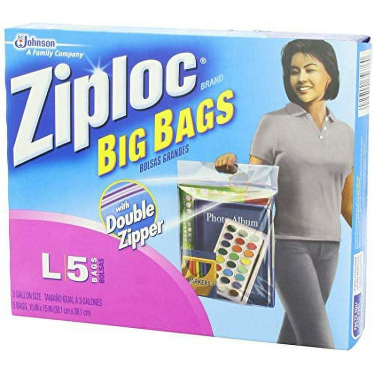 Ziploc Big Bag Double Zipper Bag 5 Ct 2 Pk Storage Bags Plastic