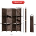 thumbnail image 5 of Room Divider 4 Panels Wood Frame Foldable Portable Separator Screen Folding Wall Dividers with Removable Storage Shelves for Home Living Room,Brown, 5 of 7