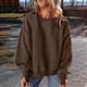 thumbnail image 4 of Suéter de Cuello Redondo para Mujer, Holgado, de Lana de Cordero, Informal, Versátil, de Larga, para Otoño e Invierno. Café XXL, 4 of 9
