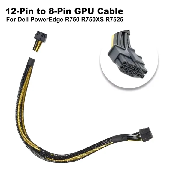 Dell PowerEdge R750 R7525 12-Pin to 8-Pin 16" GPU Power Cable F8NXW
