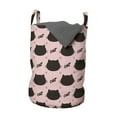 thumbnail image 1 of Cat Laundry Bag, Dark Head Silhouettes Hand Writing and Dots Girlish Kids Design Abstract, Hamper Basket with Handles Drawstring Closure for Laundromats, 13" x 19", Coral Seal Brown, by Ambesonne, 1 of 4