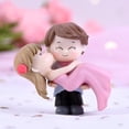 thumbnail image 3 of Farfi Sweet Couple Bride Groom Model Miniature Landscape Wedding Decorative Ornament (Blue Pink), 3 of 13