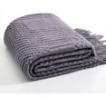 thumbnail image 3 of X XBEN Knitted Throw Blanket for Couch, Bed and Sofa, Super Soft Blanket with Tassels,Dark Gray Throw Blanket-All Seasons Suitable(50"x90"), 3 of 6