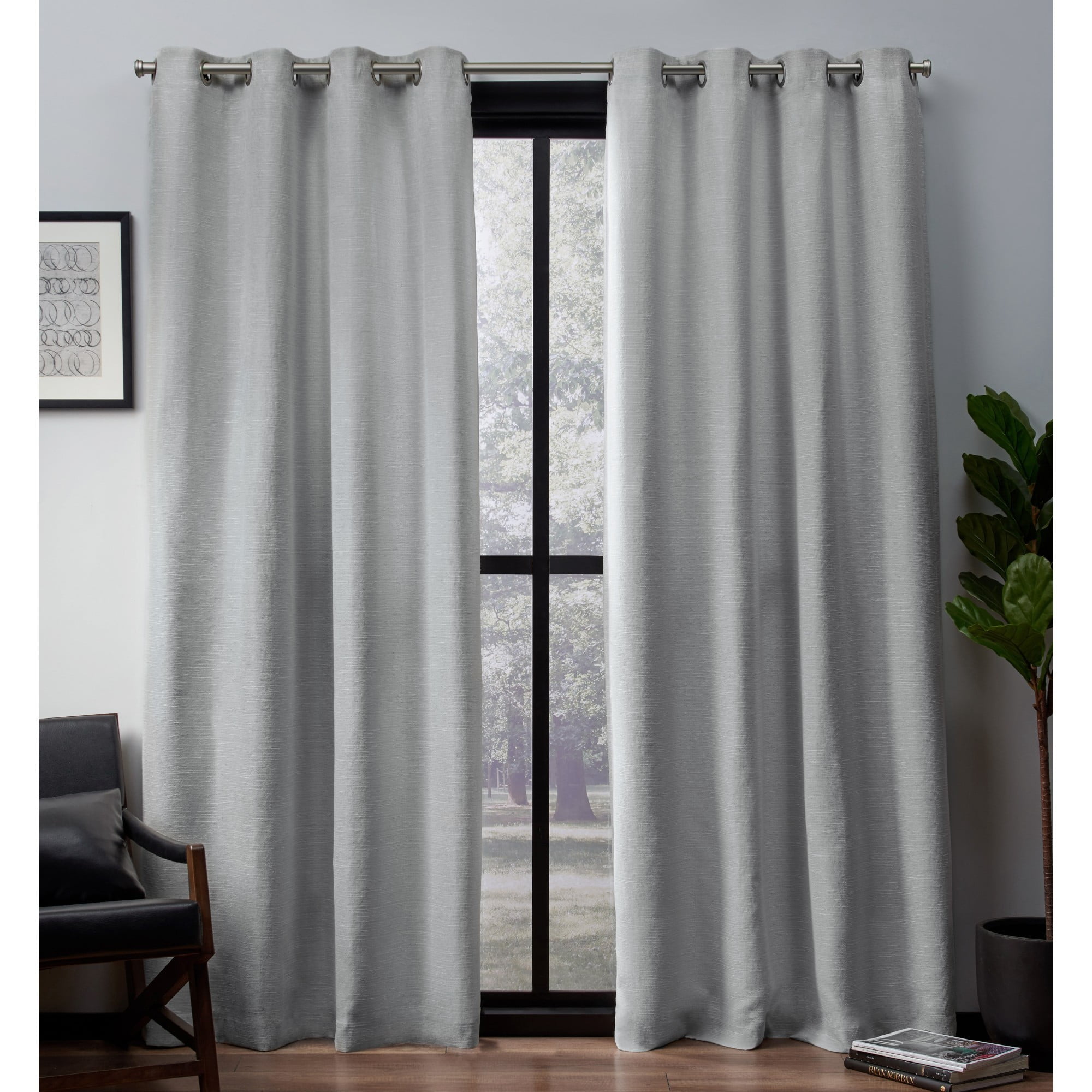 Exclusive Home Curtains 2 Pack Leeds Textured Slub Woven Blackout