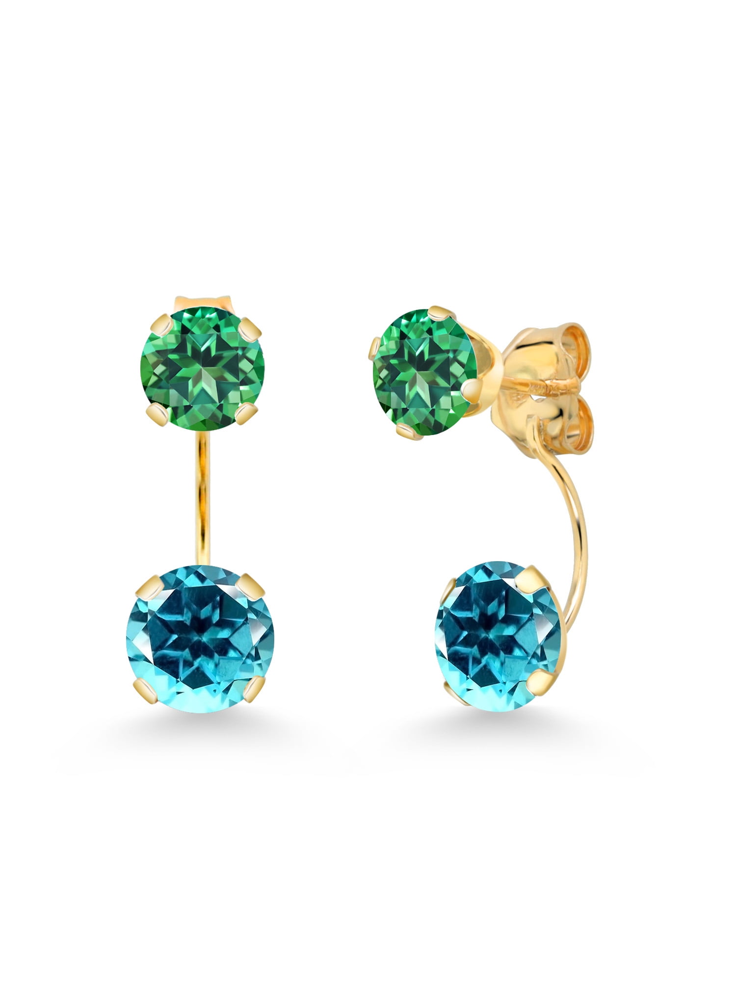 Gem Stone King 18K Yellow Gold Plated Silver Stud Earrings Set with Paraiba Topaz