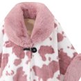thumbnail image 4 of Fewfanhot Faux Fur Trim Cute Cow Print Poncho Cape, Warm Fleece Lined Open Front Wrap Coat for Women Winter, 4 of 5