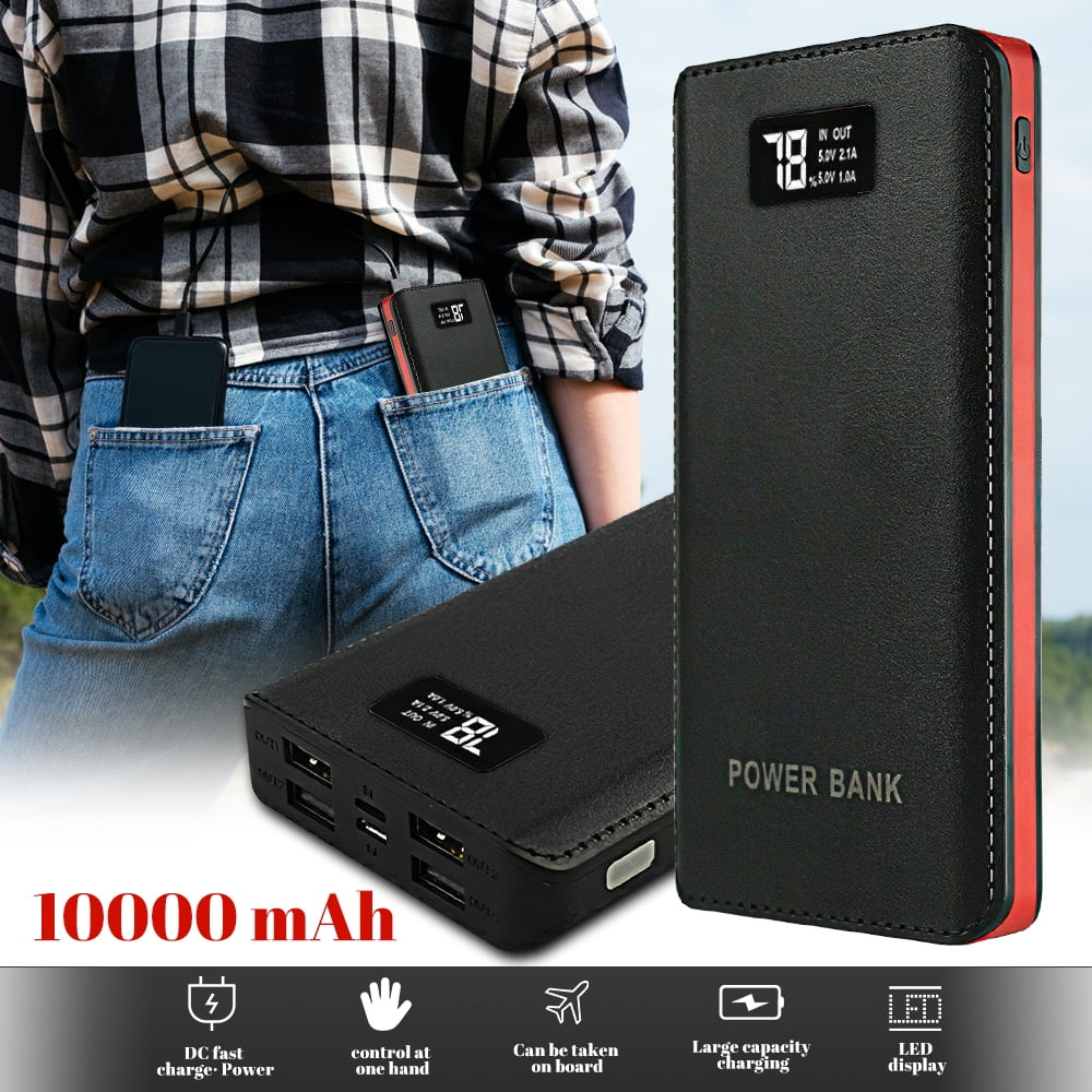 10000mah Portable Power Bank External Battery Pack 4USB Charger for Cell Phone Red