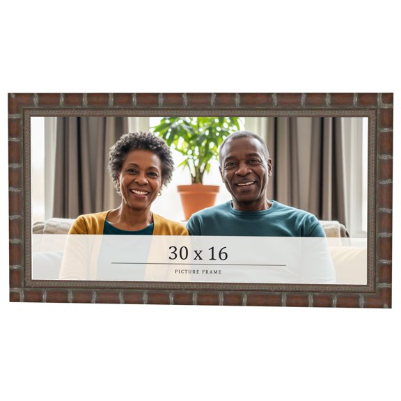 30x16 Dark Brown Bamboo Real Wood Picture Frame Width 1.5 inches | Interior Frame Depth 0.5 inches