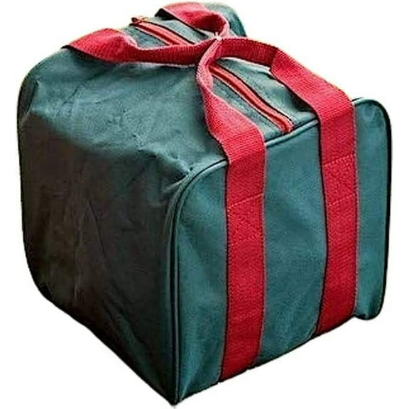 Heavy duty nylon bocce bag - green with red handles