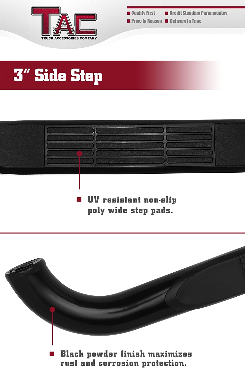 TAC Side Steps Compatible with 2009-2018 RAM 1500|2019-2021 RAM 1500 Classic |2010-2023 Dodge RAM 2500/3500/4500/5500 Regular Cab 3