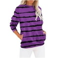 thumbnail image 2 of Craaazy Womens Sweatshirt Crew Neck Striped Color Block T-shirt Long Sleeve Pocket Pullover Gifts, 2 of 5