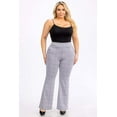 thumbnail image 3 of Plus Size Tummy Control Butt Sculpting Flare Pants With Pockets - Black, White Plaid, 3 of 7