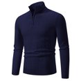 thumbnail image 2 of WAENQINLA Men's Sweaters Half Zip Mock Neck Pullover Tops Winter Long Sleeve Cable Knit Sweaters Navy L, 2 of 8