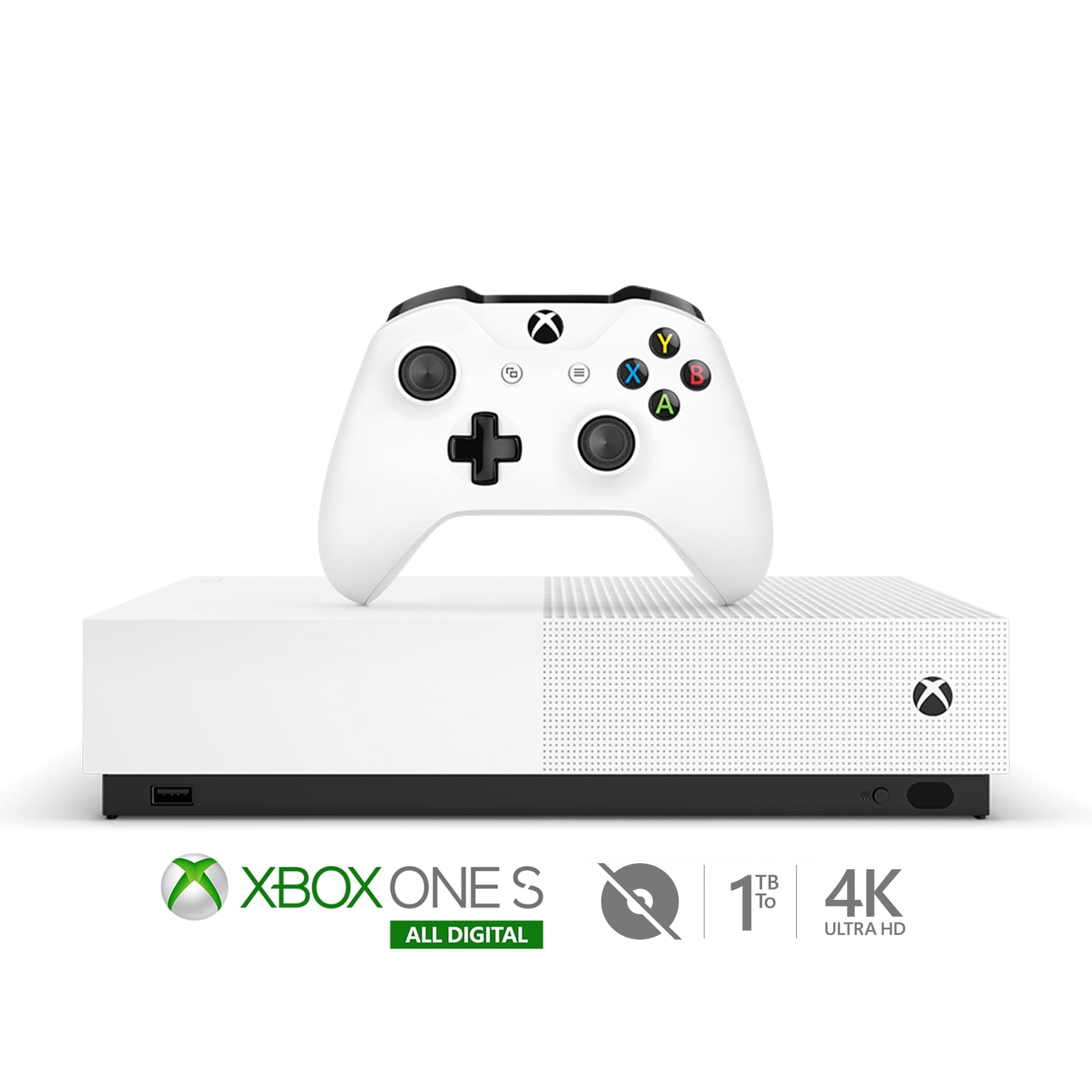 Pre-Owned Restored Microsoft Xbox One S 1TB All-Digital Edition Console with Xbox One Wireless Controller - Disc-free Console - White