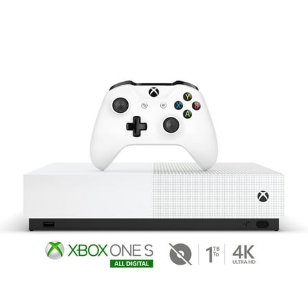 Restored Microsoft Xbox One S 1TB All-Digital Edition Console with Xbox One Wireless Controller - Disc-free Console - White (Refurbished)