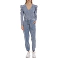 thumbnail image 2 of Bagatelle NYC Women's Juniors Tie Dye Ruffle Shoulder Rib Knit Long Sleeve Top, 2 of 4