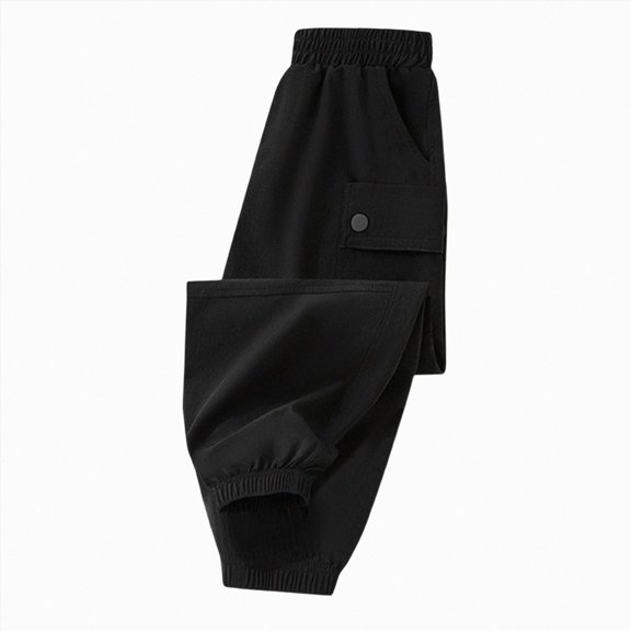 Linfrsh Boys Kids Casual Cargo Pants Hiking Pants Solid Color Cotton Loose Fit Sweatpants Trousers for Sports Dancewear, 12-14 Years