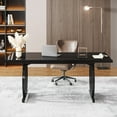 thumbnail image 3 of 63 Inch Executive Desk, Large Office Computer Desk, Modern Study Writing Table, Black, 3 of 7