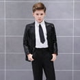 thumbnail image 2 of Little Boys Gentleman's Blazer Blazer Formal Suit Red Sequin Jacket Black,6-7T, 2 of 5