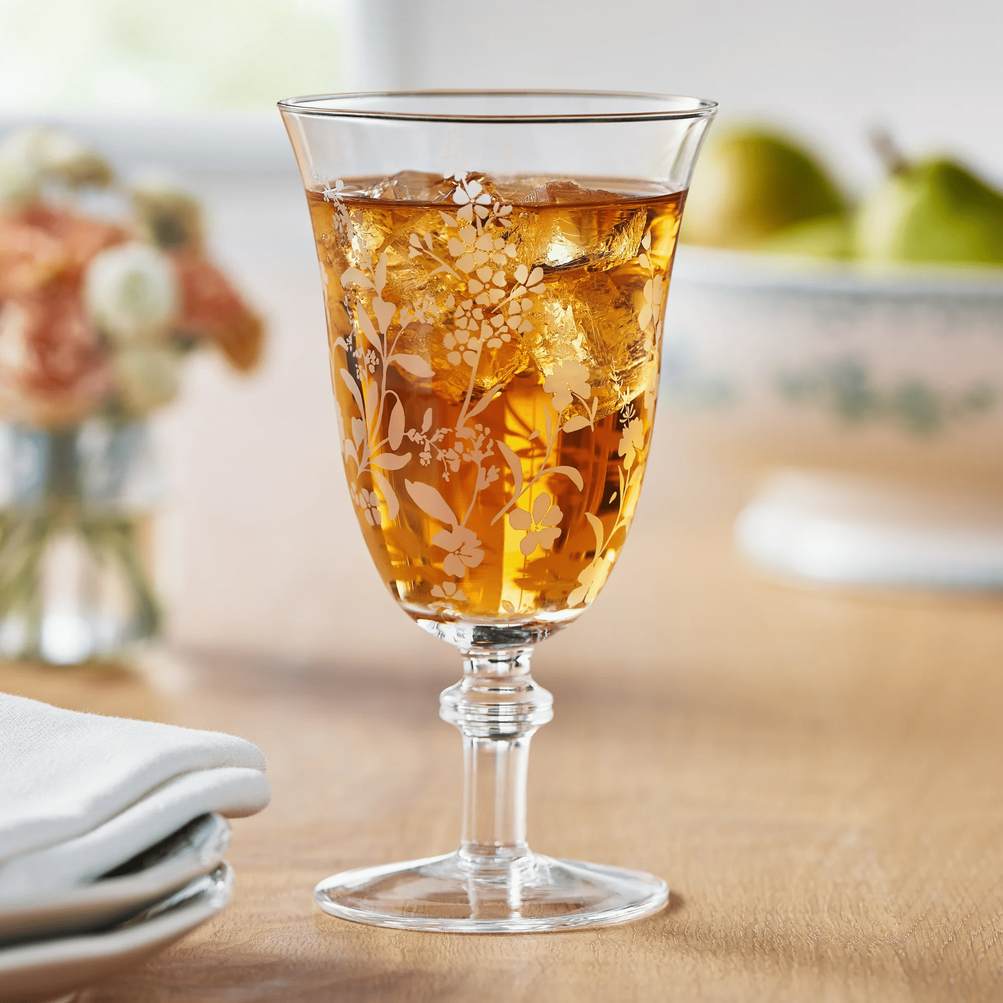 The Pioneer Woman Daisy Glass 14-Ounce Goblet, Clear, Set of 4
