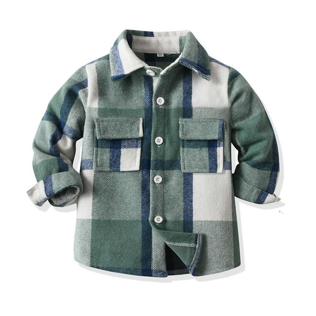Cowsor Toddler Baby Boys and Girls Plaid Shirts Jacket Long Sleeve Lapel Button Down Top Outwear Clothes