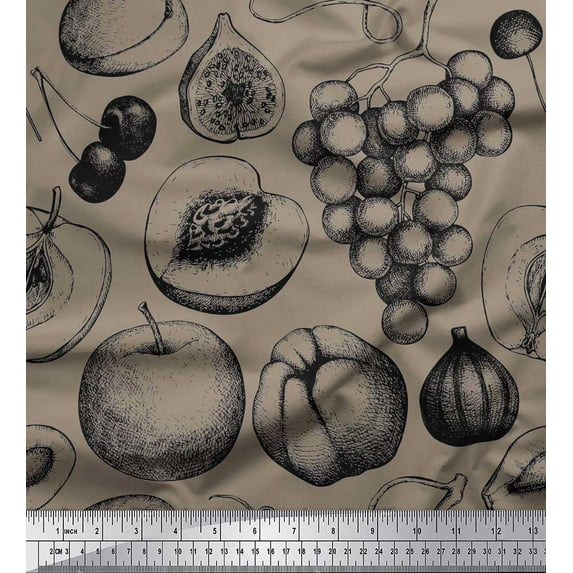 Soimoi Cotton Duck Fabric Mix Fruits Printed Craft Fabric by the Yard 42 Inch Wide