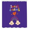 thumbnail image 3 of Sweet Dreams Shower Curtain, Cute Cartoon Heart Dancing on a Rainbow Between Two Smiling Clouds Colorful, Fabric Bathroom Set with Hooks, 69W X 84L Inches Extra Long, Multicolor, by Ambesonne, 3 of 3