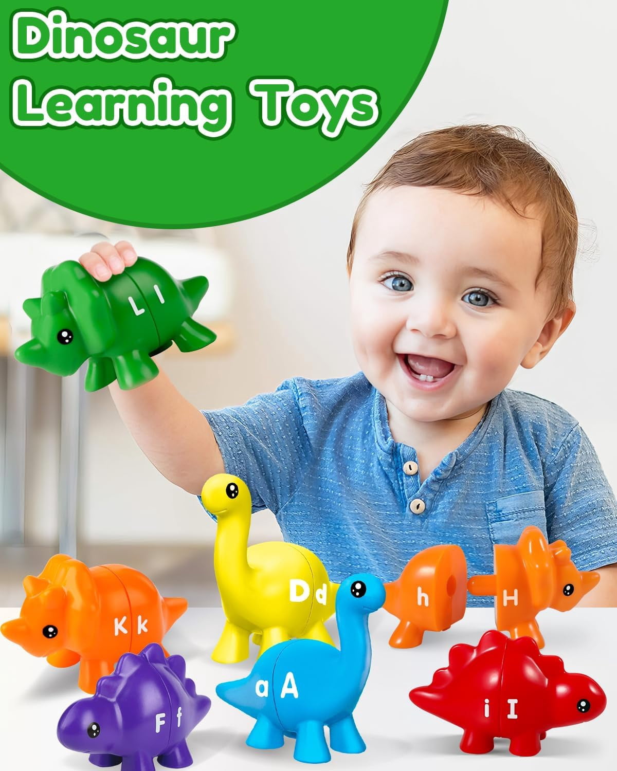 52PCS Baby Learning Toy for 2-5,Matching Letters Dinosaur Toy,Montessori ABC Matching Letters Dino Toys Gifts for Toddlers,Educational Fine Motor Preschool Learning Toys for 2 3 4 Year Old Boys Girls