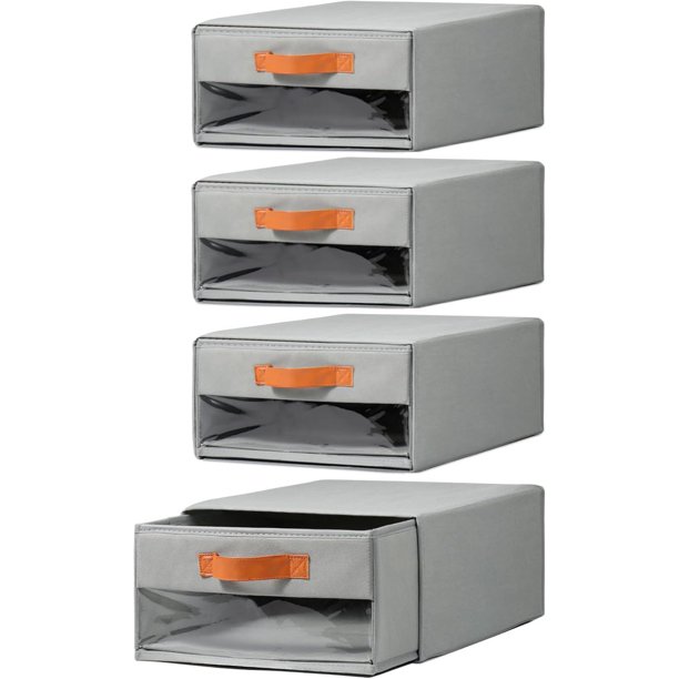 Organizador De Cajones De Ropa, Organizador de Cajón para Ropa, Cajones de Almacenamiento de Tela Plegables con Ventana Transparente para Ropa, Pantalones y Mantas, Cajones de Almacenamiento de Ropa
