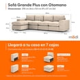 thumbnail image 2 of Sofá Seccional Modular Adapti 4 Plazas Reposabrazo Ancho + Otomano Beige Ostra, 2 of 9