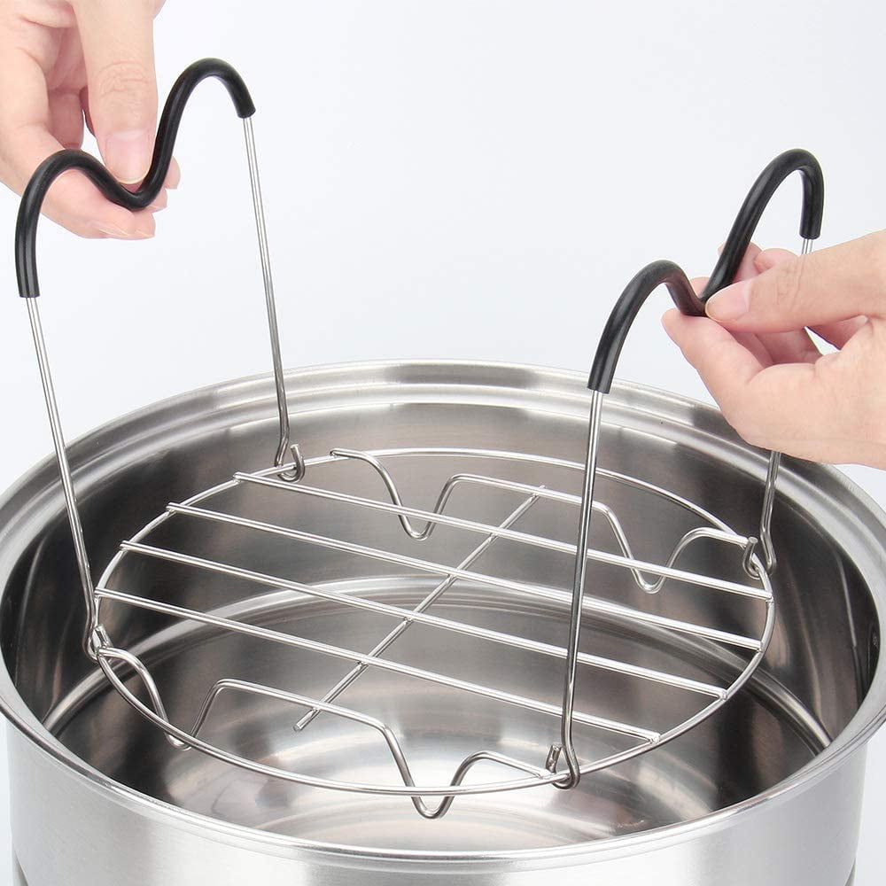 Mgfed Steamer Rack Trivet with Heat Resistant Silicone Handles compatible With 6 Qt 8 Quart Stainless Steam Rack Pressure Cooker Trivet For Easy C