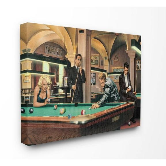 Stupell Industries Pool Game Vintage Hollywood Movie Star Classic Illustration Canvas Wall Art by Jadei Graphics