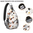 thumbnail image 2 of Farm Chicken and Egg Crossbody Sling Bag, Funny Rooster Hen Chick Pattern Lightweight Backpack for Rustic Outdoor Hiking Travel, 2 of 5