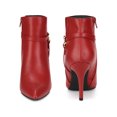 thumbnail image 5 of BLISSFUL STEP Pointed Toe Buckle Strap Stiletto Heel Ankle Boots for Women Red (Size 11), 5 of 5