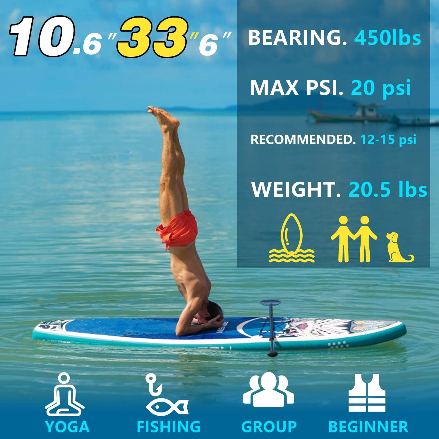 Paddle Board, 10'6''/11' Extra Wide Inflatable Stand Up Paddle Boards for Adults, with Premium SUP Accessories - 3 Fins, Adjustable Paddle, Safety Leash & Waterproof Phone Bag