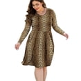 thumbnail image 4 of PCEAIIH Women's Plus Size Casual Round Neck Long Sleeve Sexy Midi Dress, 4 of 6