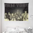 thumbnail image 1 of New York Tapestry, Grunge Pop Art Style Retro NYC Sky with Iconic Empire States Building City Print, Wall Hanging for Bedroom Living Room Dorm Decor, 80W X 60L Inches, Grey Yellow, by Ambesonne, 1 of 2