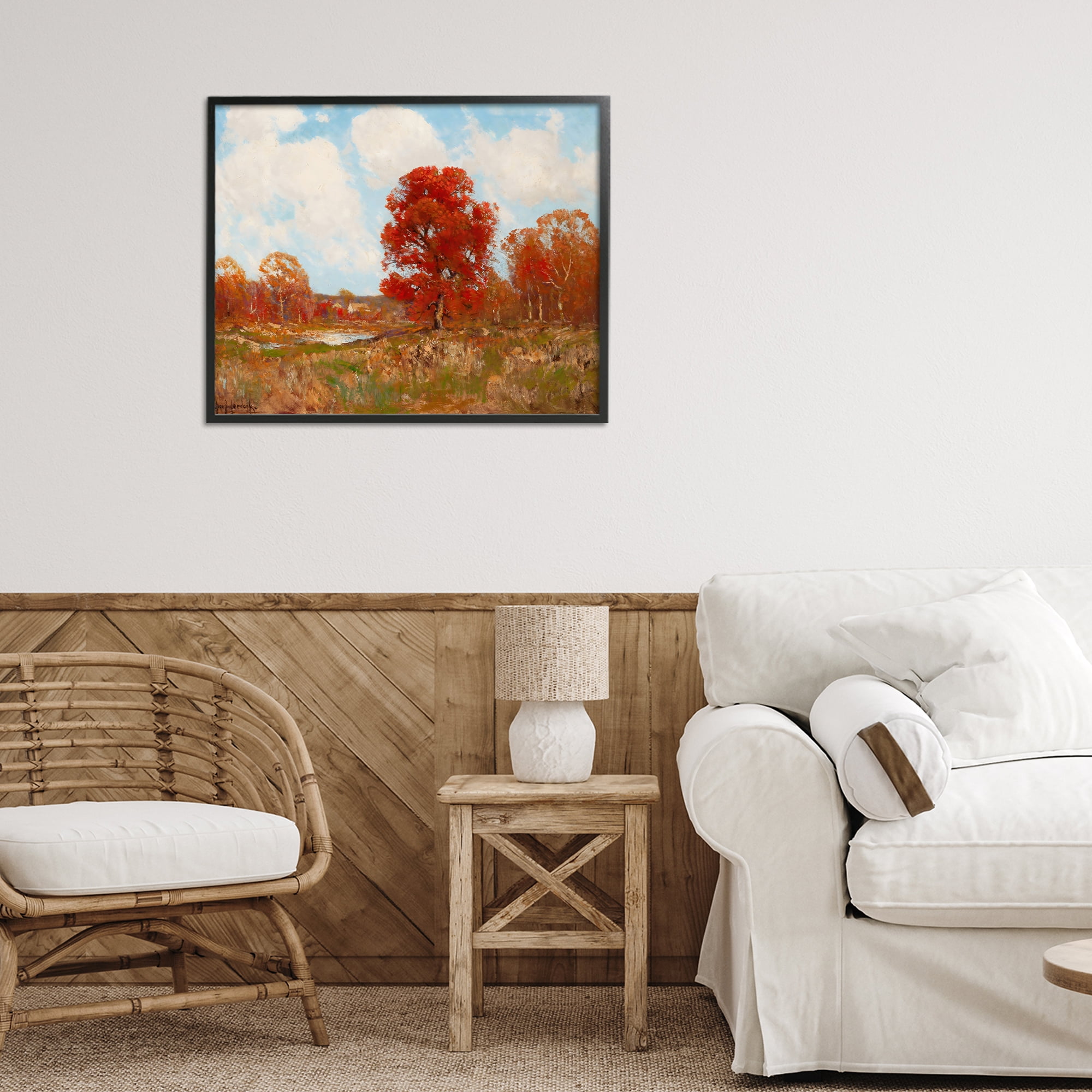 Fall Landscape with Red Foliage Black Framed Giclee Art, design by Arlington Prints