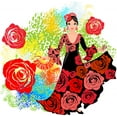 thumbnail image 2 of Flamenco Dancer with Roses Wall Mural by Wallmonkeys Peel and Stick Graphic (36 in W x 34 in H) WM220339, 2 of 4