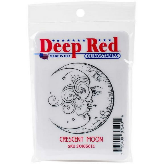 Deep Red Stamps Crescent Moon Rubber Cling Stamp 2 x 2 inches.