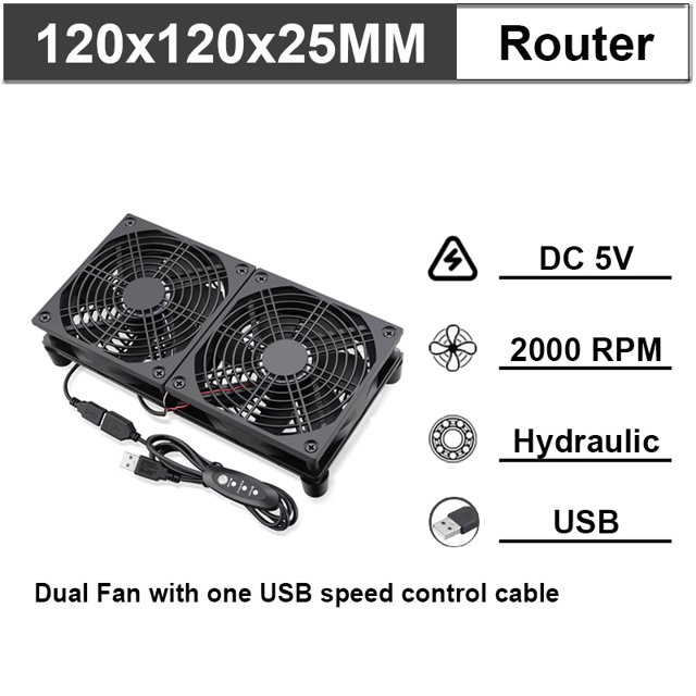 DC 5V USB 120mm 140mm DIY Router Fan 80mm W/Controller & Protective Net Desktop Cooling Fan 92mm TV Box Dual Ball Cooler 1225HSpeedController