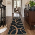 thumbnail image 3 of SUNDEREY 2'6"x8' Geometri Kitchen Rug,Runner Rugs 2.6x8ft Hallway Easy Jute Rug,Non Slip Washable Circular Pattern Rug,Soft Non-Slip Khaki Indoor Carpet for Entryway Laundry Bedroom,Black, 3 of 9
