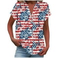 thumbnail image 2 of American Flag Shirt Women Memorial Day Shirt Independence Day Shirts for Women Fourth of July Tee Shirt for Women Women Fashion Casual Printed Short Sleeve Button Home V-Neck T-Shirt Blouses, 2 of 5